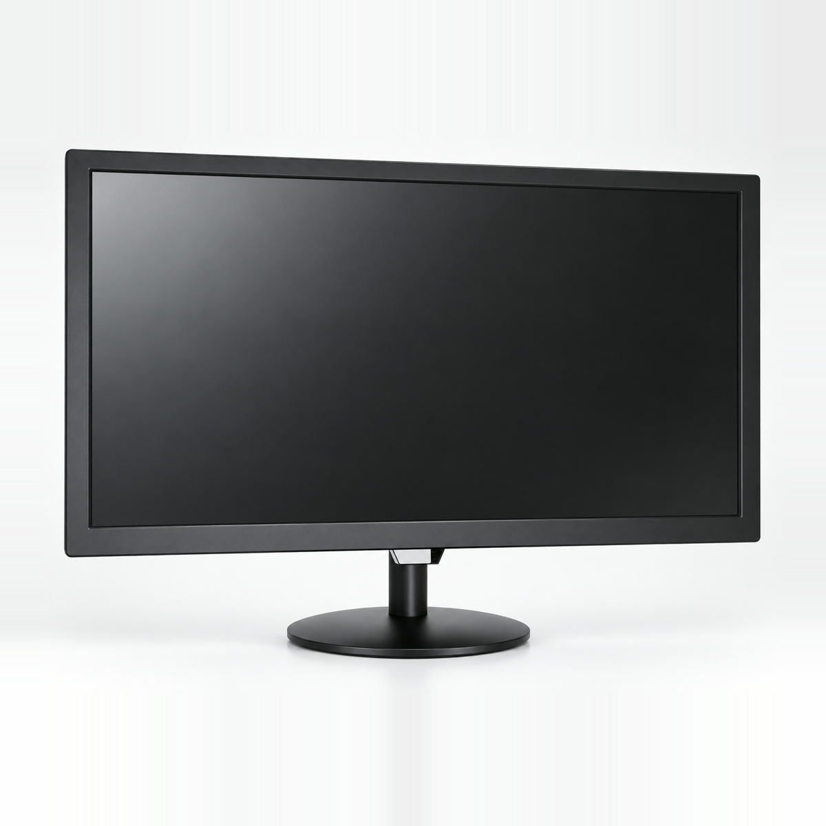 The Autodarts touchscreen monitor on its stand, seen from the front-left.
